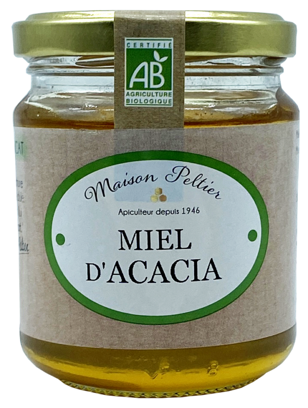 Photo d'un pot de miel, présentée sur un fond blanc.