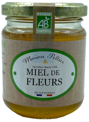 Photo d'un pot de miel, présentée sur un fond blanc.