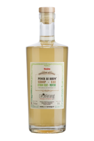 Photo d'une bouteille de rhum, présentée sur un fond blanc. Parfait en accompagnement d'un apéritif.