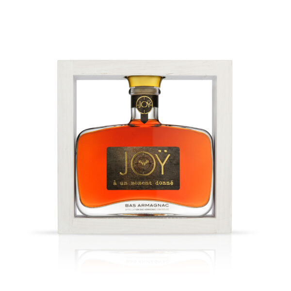 Photo d'une bouteille d'armagnac, présentée sur un fond blanc. Parfait en accompagnement d'un apéritif.