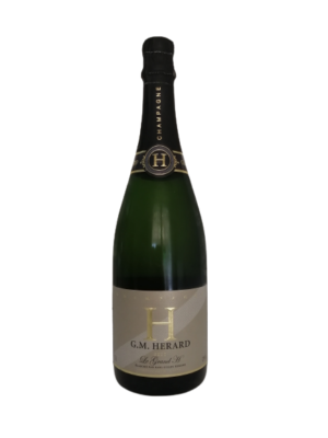 Photo d'une bouteille de champagne, présentée sur un fond élégant et blanc. Le champagne se distingue par sa bouteille et ses bulles fines, parfait pour des célébrations et des moments festifs