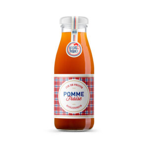 Photo d'une bouteille de jus de fruit, présentée sur un fond blanc. Parfait en accompagnement d'un apéritif.