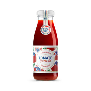 Photo d'une bouteille de jus de fruit, présentée sur un fond blanc. Parfait en accompagnement d'un apéritif.
