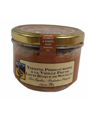Photo d'une terrine, présentée sur un fond blanc. Parfait en accompagnement d'un apéritif.