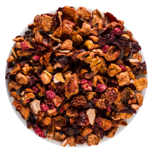 Photo d'une infusion, présentée sur un fond blanc. Parfait en accompagnement d'un bon petit déjeune ou d'une pause goûter.