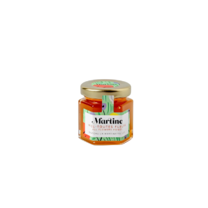 Photo d'un pot de miel, présentée sur un fond blanc.