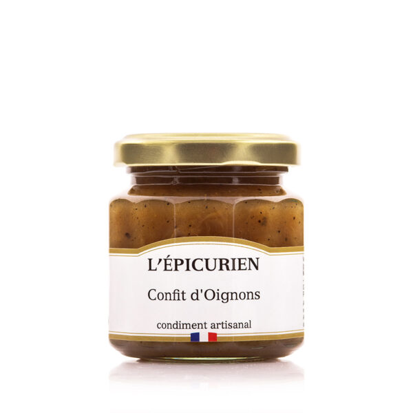 Photo d'un confit, présenté sur un fond blanc. Parfait en accompagnement d'un foie gras.