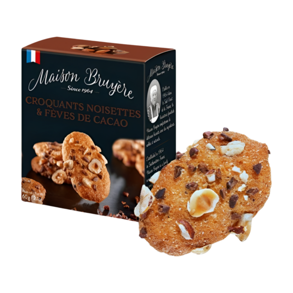 Photo d'un paquet de biscuit croquant, présentée sur un fond blanc.