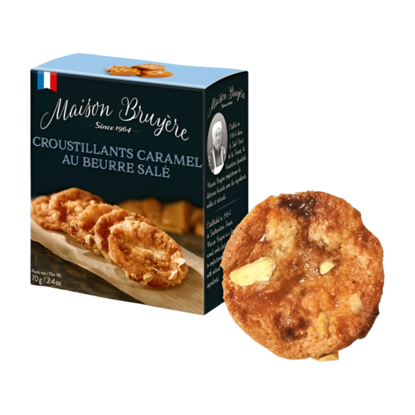 Photo d'un paquet de biscuit croustillant, présentée sur un fond blanc.