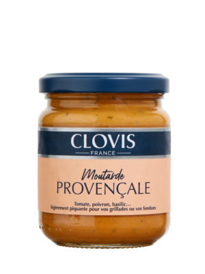 Photo d'une moutarde, présentée sur un fond blanc. Parfait en accompagnement d'un plat.