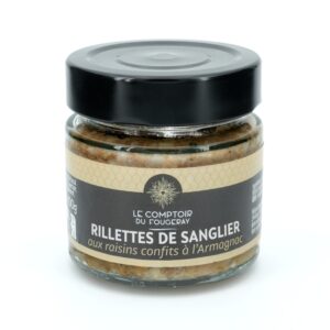 Photo d'une rillette, présentée sur un fond blanc. Parfait en accompagnement d'un apéritif.