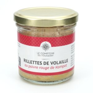 Rillettes de volaille aux poivrons grillés et aux oignons 120g : recette fondante et ensoleillée, idéale pour apéritifs gourmands.