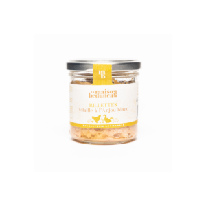 Photo d'une rillette, présentée sur un fond blanc. Parfait en accompagnement d'un apéritif.
