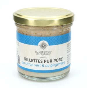 Photo d'une rillette, présentée sur un fond blanc. Parfait en accompagnement d'un apéritif.