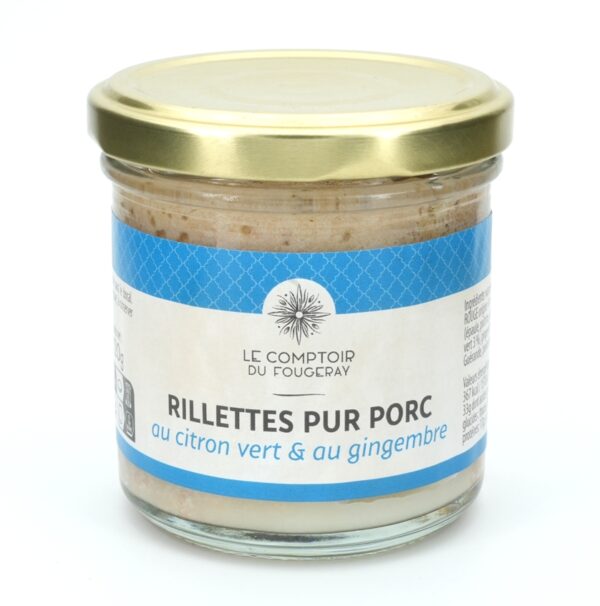 Photo d'une rillette, présentée sur un fond blanc. Parfait en accompagnement d'un apéritif.