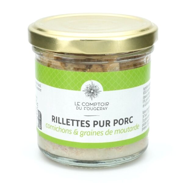 Photo d'une rillette, présentée sur un fond blanc. Parfait en accompagnement d'un apéritif.