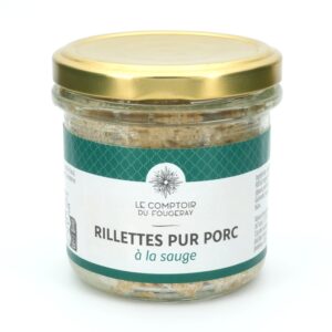 Photo d'une rillette, présentée sur un fond blanc. Parfait en accompagnement d'un apéritif.