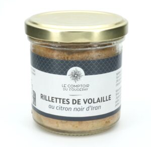 Photo d'une rillette, présentée sur un fond blanc. Parfait en accompagnement d'un apéritif.