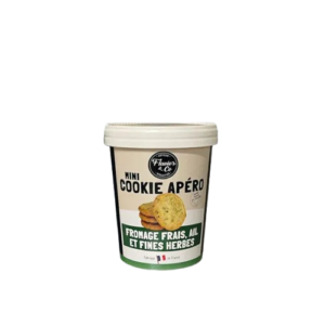 Photo d'un sachet de cookies, présenté sur un fond blanc.