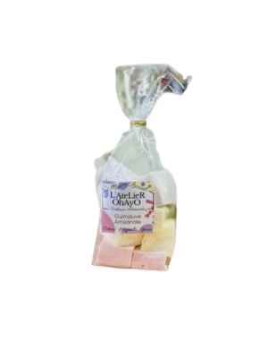 Photo d'un sachet de guimauve, présentée sur un fond blanc.